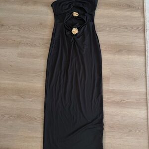& Other Stories Black Maxi Dress with Gold Accents